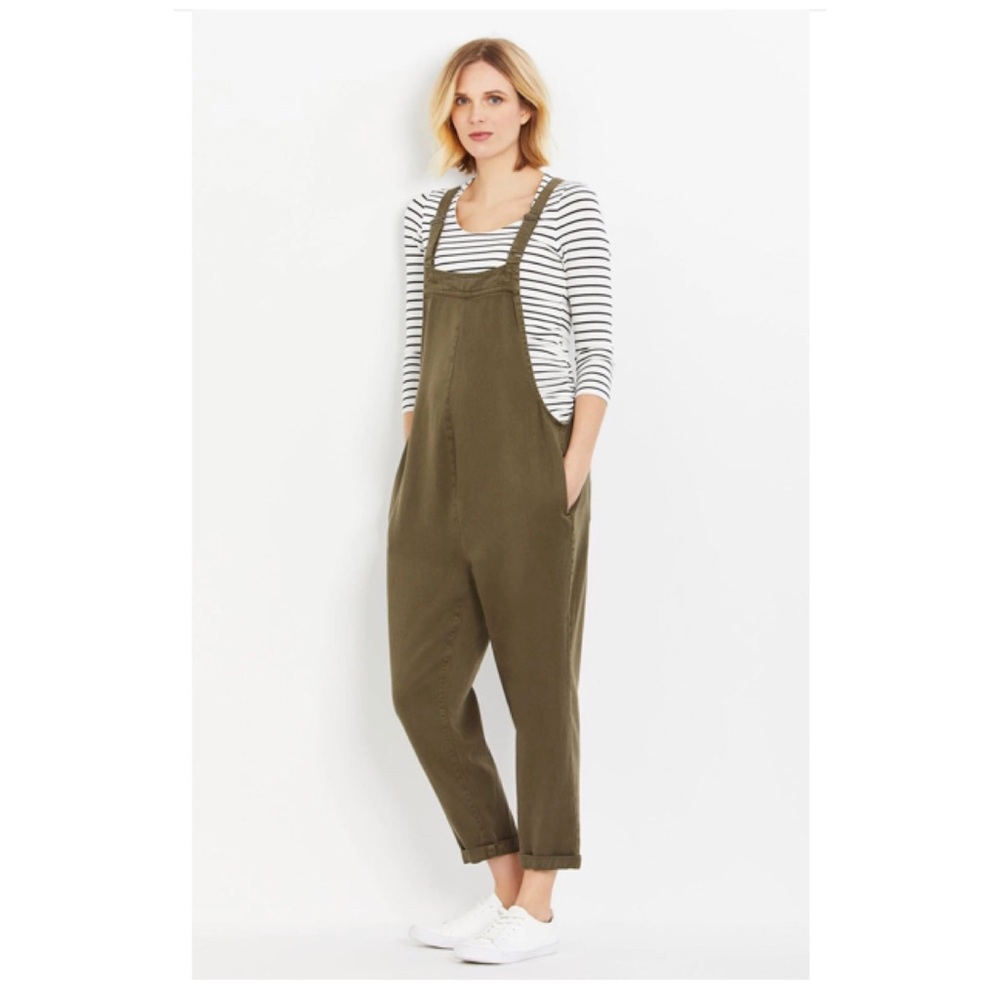 Olive green maternity overalls!